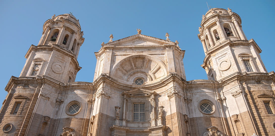 A view up towards Cadiz Cathedral, Spain